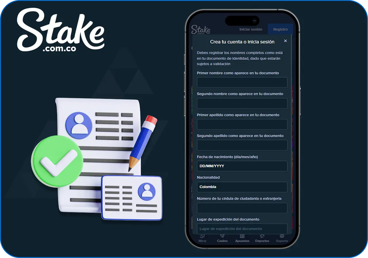 Registrarse en la aplicación Stake